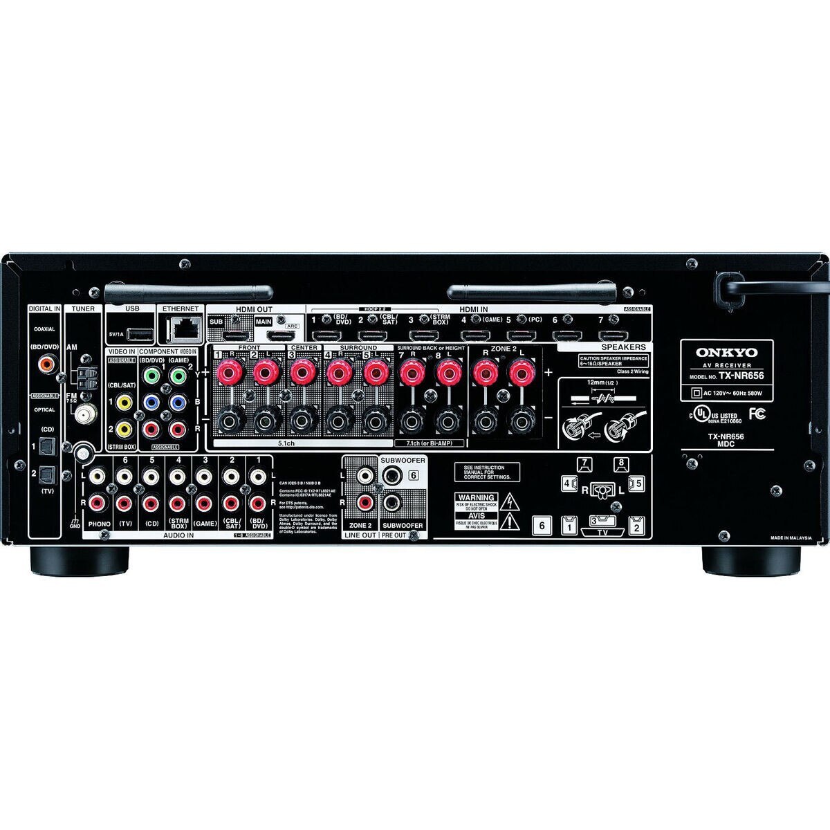 Onkyo TXNR656 7.2Ch Network Home Theater Receiver 100 Watts per Channel